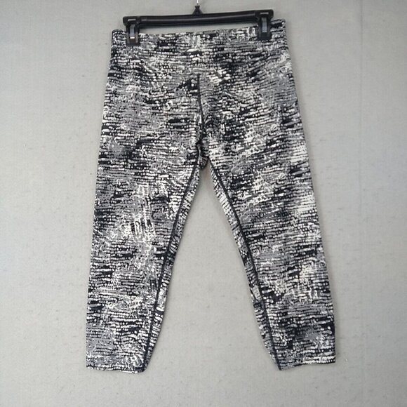 Calvin Klein Performance Leggings Womens M Gray Allover Print Quick Dry Nylon - Picture 1 of 9